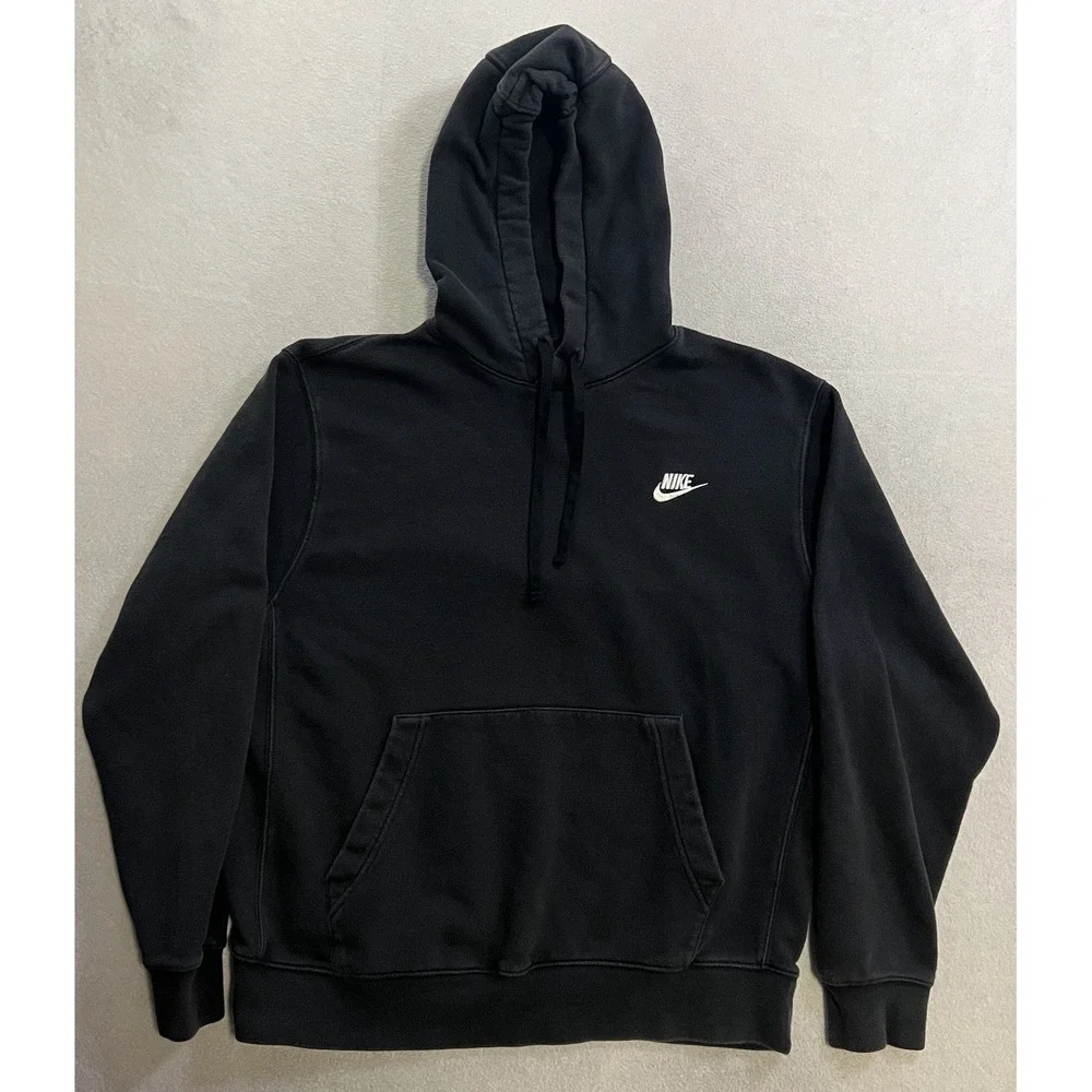 Nike Sportswear NSW Club Fleece Hoodie Men's Size Large Black Swoosh BV2654-010